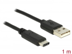 USB-C kaabel A - C 1.0m, must, kullatud kontaktid