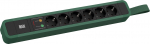 Toitepaneel 6 kohta Schuko 2.0m, &uuml;lepingekaitse, rihmaga, 441x64x45mm, must/roheline