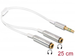Adapter 3.5mm 3pin (F) - 2x3.5mm 3pin (M) 0.25m, valge