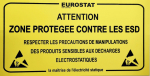 Hoiatuskleeps PVC RIGID SIGN "ATTENTION ZONE PROTEGEE CONTRE LES ESD" - 600 x 300mm