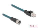 Pikenduskaabel M12-RJ45 8 kontakti A-coded 0.5m