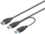 USB 3.0 Y-pikenduskaabel 2x A - A 0.3m, must