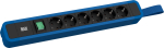 Toitepaneel 6 x Schuko 2.0m, l&uuml;litiga, rihmaga, 431x64x45mm, must/sinine
