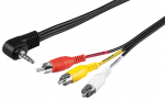 3.5mm 90&deg; 4pin - 3xRCA kaabel 1.5m, must