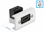 Easy 45 moodul: HDMI (F) - (F) 90&deg; nurgaga 22.5mm x 45mm