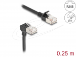 V&otilde;rgukaabel Cat6a S/FTP 0.25m, must, (1x90&deg; nurgaga &uuml;les), LSZH, CU