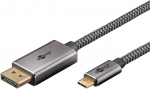 USB-C - DisplayPort adapterkaabel 3.0m, 4K@60Hz, tekstiilist kattega, must/h&otilde;be