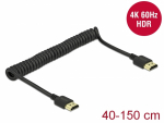 HDMI kaabel 0.4m - 1.5m 4K@60Hz, spiraal, must