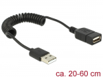 USB 2.0 pikenduskaabel A - A spiraalkaabel 0.2 - 1.0m, must