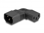 Toite&uuml;leminek C14 - C13, 10A IEC 60320 nurgaga must