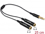 Adapter 3.5mm 3pin (F) - 2x3.5mm 3pin (M) 0.25m, must