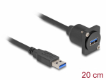 T&uuml;&uuml;p-D moodul - USB-A 3.0 M - F kaabliga 0.2m must