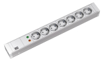 Toitepaneel 7 x Schuko r&auml;ckitav 2.0m 1U, &uuml;lepingekaitse, hall
