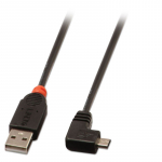 USB 2.0 kaabel A - Micro B nurgaga paremale 0.5m, must