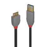 USB 3.2 kaabel A - Micro B 3.0m, must, ANTHRA