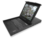 KVM switch: 16 porti, VGA, PS/2, USB, RS232, juhtimine l&auml;bi IP kuni 4 kasutajat, USA layout&acute;iga klaviatuur + monitor 17&acute;&acute;, r&auml;kitav 1U