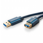 USB 3.0 pikenduskaabel A - A 3.0m, kullatud, OFC, topeltvarjega, tumesinine