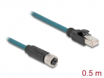 Pikenduskaabel M12-RJ45 8 kontakti X-coded 0.5m