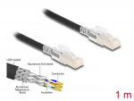 V&otilde;rgukaabel Cat6a S/FTP 1.0m, must, turvaklambriga, sisemise metallist k&otilde;riga
