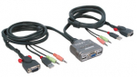 KVM switch: 2 porti, VGA, USB, Audio, Mini, koos kaablitega