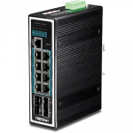 T&ouml;&ouml;stuslik PoE Switch: 8 x 10/100/1000Mbps PoE+, 4 x 10/100/1000Mbps SFP, 1 x RJ45 konsool, Layer 2, IP30, -40 to 75 &ordm;C, 240W