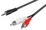 3.5mm - 2xRCA kaabel 5.0m, must