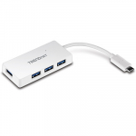 USB 3.0 hub, 4 porti,1xUSB-C pistik, kaabel 0.1m, valge