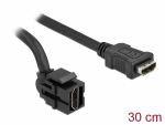 Keystone moodul: HDMI F / F, 250&deg; nurgaga, kaabli pikkus 22cm, must