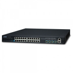 Switch: 24 x 10/100/1000Mbps, 4 x SFP+, 1 x RJ-45 console, Stackable, Layer 3, r&auml;kitav
