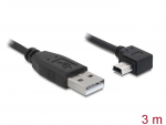 USB 2.0 kaabel A - Mini B 90 kraadise nurgaga 3.0m, must