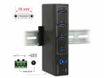 USB 3.0 hub, 4 porti, t&ouml;&ouml;stuslik, 15 kV ESD kaitsega, kinnitused kaasas