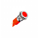 LED-indikaator, 220V ac, paneelile, 14mm, Faston, jootekontakt, punane, IP67