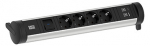 Toitepaneel Cycle 4 x CEE7/3, l&uuml;litiga, 1 x USB-A, 1 x USB-C, 398x84x65mm, must/hall
