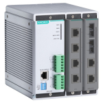 Modulaarne switch: 2 lisamooduli v&otilde;imalus, kokku kuni 8 Ethernet porti, 0 kuni 60&deg;C DIN