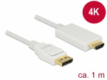 DisplayPort - HDMI kaabel 1.0m, 4K 3840x2160@30Hz, valge (sign suund DP > HDMI)