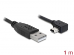 USB 2.0 kaabel A - Mini B 90 kraadise nurgaga 1.0m, must