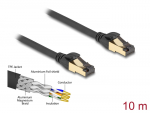 V&otilde;rgukaabel Cat6a S/FTP 10.0m, must, t&ouml;&ouml;stuslik -20 &deg;C kuni 75 &deg;C, sisemise metallist k&otilde;riga, v&auml;litingimustele