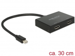 Mini Displayport splitter 1 sisse/ 2 v&auml;lja, 4K, 2560x1440@60Hz, 3840x2160@30Hz, mirror/extended