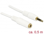 3.5mm pikenduskaabel 0.5m, 4pin, toetab IPhone, IPad, IPod, valge