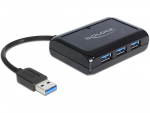 USB 3.0 hub, 3 porti, 1x Gigabit LAN, must, lisatoitega
