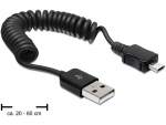 USB 2.0 kaabel A - Micro B spiraalkaabel 0.2 - 1.0m, must