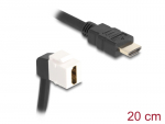 Keystone moodul: HDMI F / F, 60&deg; nurgaga, kaabli pikkus 20cm, 8K@60Hz, valge