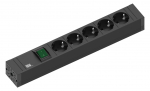 Toitepaneel 5 kohta Schuko l&uuml;litiga 2.0m 353x53x52mm, k&otilde;rvadega must