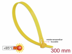 Kaablisidemed 300 &times; 7.6mm kollased, kuumakindlad kuni 85&deg;, 94V-2, taaskasutatavad (100tk)