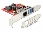 PCI Express kaart, 3 x USB 3.0 +1x RJ45 Gigabit v&auml;list porti, SATA + PCI sisemine port