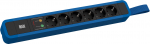 Toitepaneel 6 kohta Schuko 2.0m, &uuml;lepingekaitse, rihmaga, 441x64x45mm, must/sinine