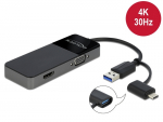 Konverter USB 3.0 (M) - HDMI (F) 4K @ 30Hz + VGA 1080p @ 60Hz, sobib Mac&acute;idele