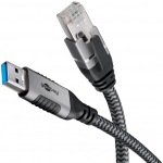 USB-A 3.0 - RJ45 Ethernet kaabel, 10.0.0m, 5 Gbit/s, tekstiilist kattega