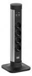 Toitepaneel Cycle 4 x CEE7/3, alusega, 1 x USB-A, 1 x USB-C, 135x135x370mm, must/hall