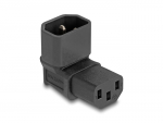 Toite&uuml;leminek C14 - C13, 10A IEC 60320 nurgaga &uuml;les must